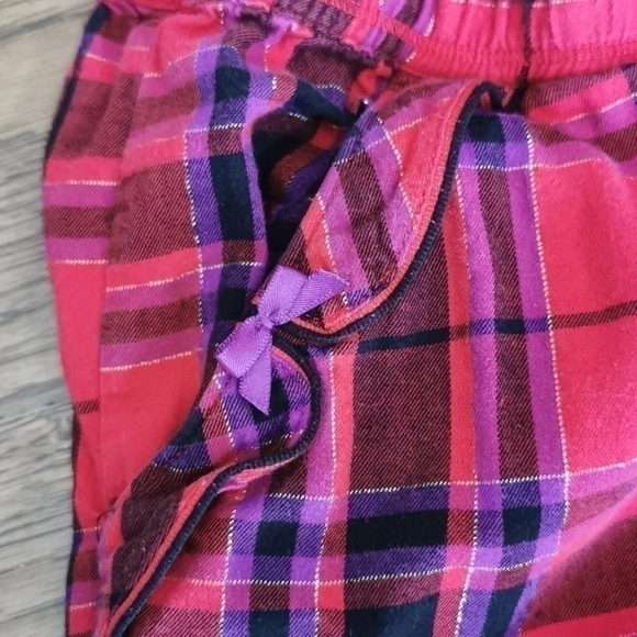 Victoria's Secret Light Flannel Plaid PJ Bottoms Small Red Purple Gold - Picture 3 of 5